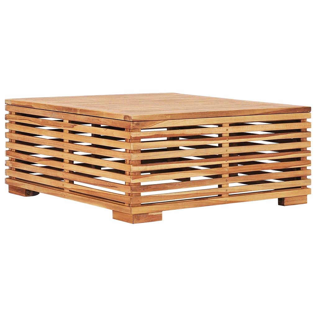 Premium Teak Wood Outdoor End Table - Slatted Design Patio Furniture Set for Garden, Balcony & Poolside - Brown Small Conversation Sofa Side Table - Durable & Weather-Resistant Garden Furniture