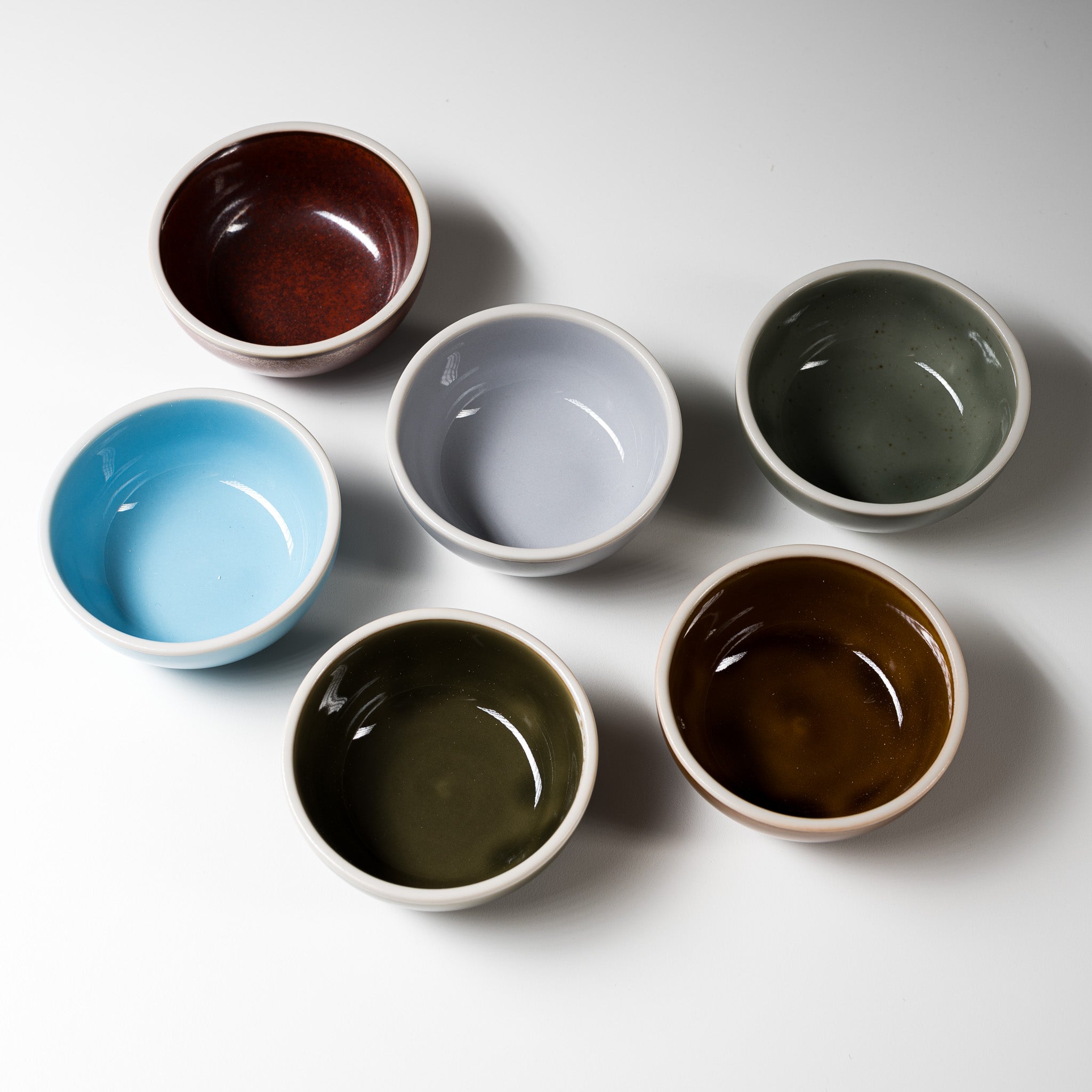 Handcrafted Mino Ware Small Side Dish Bowl - 8.5cm Ceramic Appetizer Plate - Set of 6 Vibrant Colors - Perfect for Sushi, Salad, Nuts & Japanese Dining