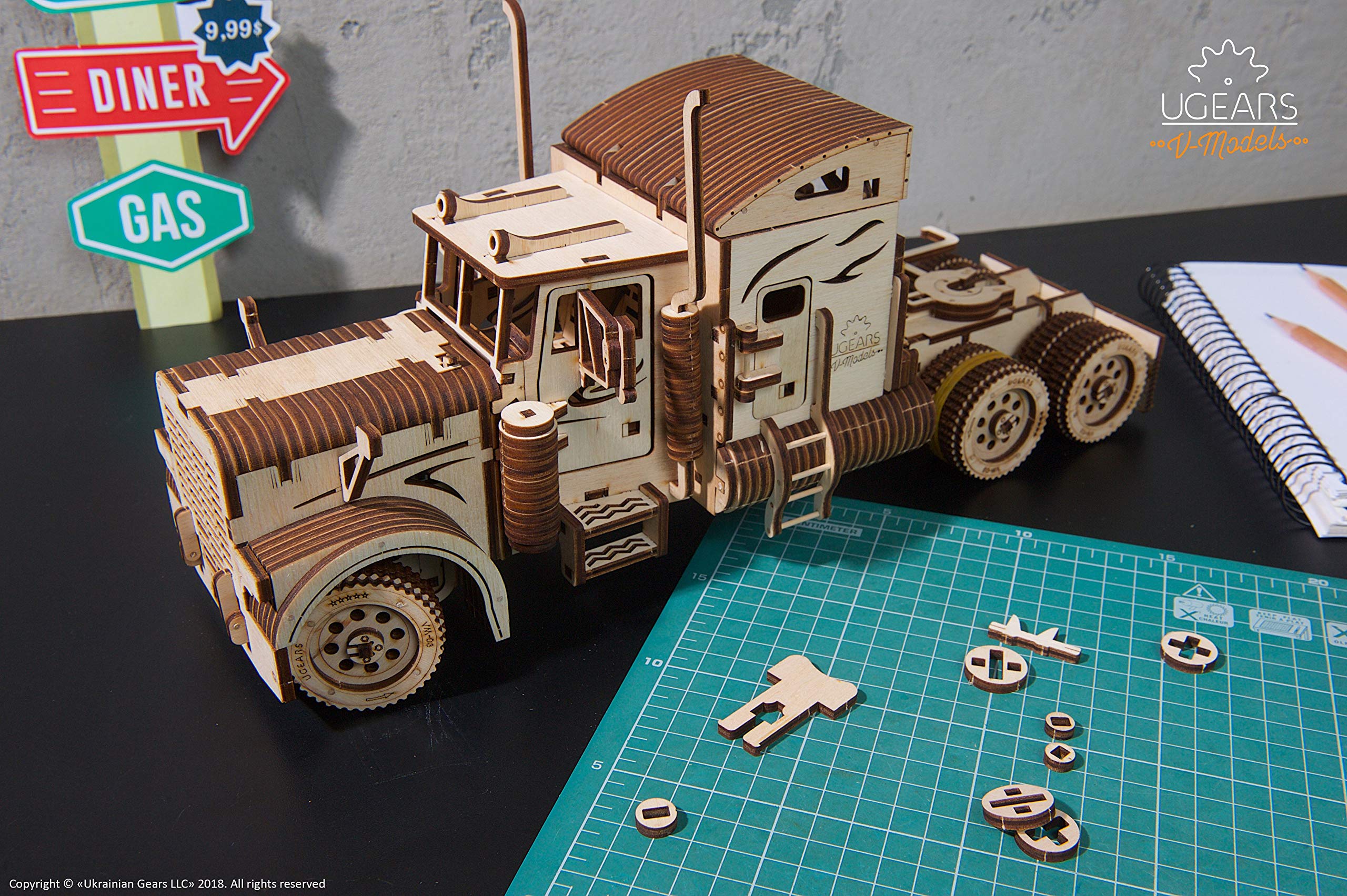 UGEARS VM-03 3D Wooden Puzzle - Mechanical Heavy Duty Truck Model Kit for Adults & Teens | DIY STEM Project, Home Decor & Collector's Item