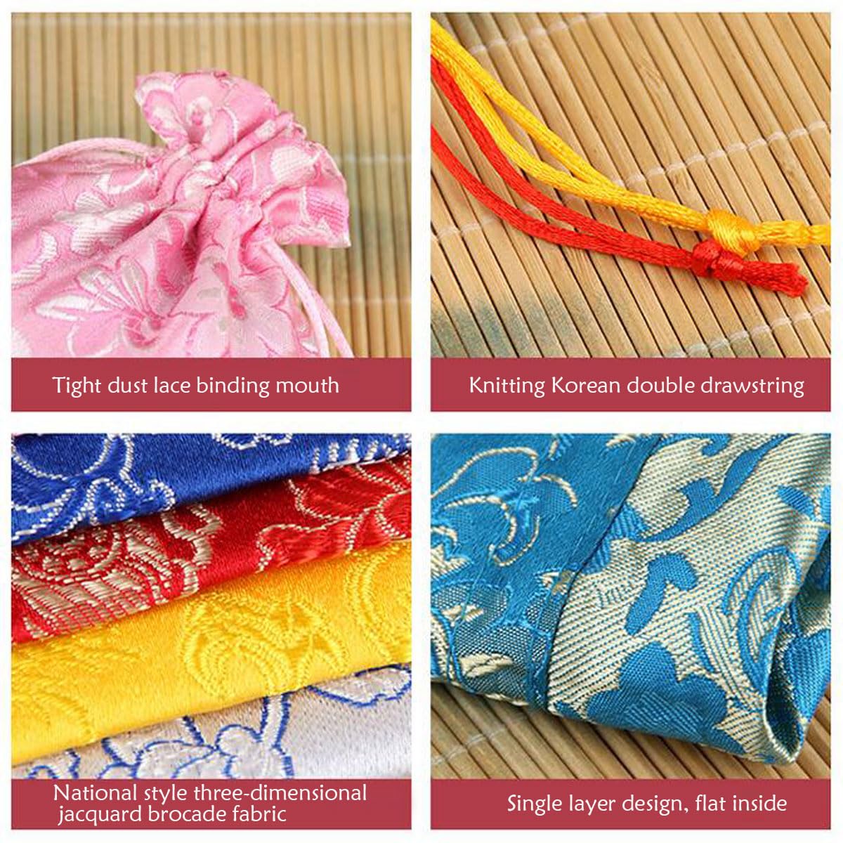 20 Pcs Chinese Jewelry Silk Gift Bags - Elegant Brocade Pouches for Jewelry, Candy & Gifts (3.9x5.5 Inches, Red/Red Spray) - Perfect for Weddings, Parties & Special Occasions