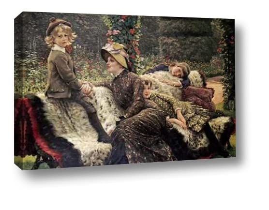James Jacques Tissot The Garden Bench Canvas Art Print - 21x30 Inch Gallery Wrapped Wall Decor - Ready to Hang for Living Room, Bedroom or Office