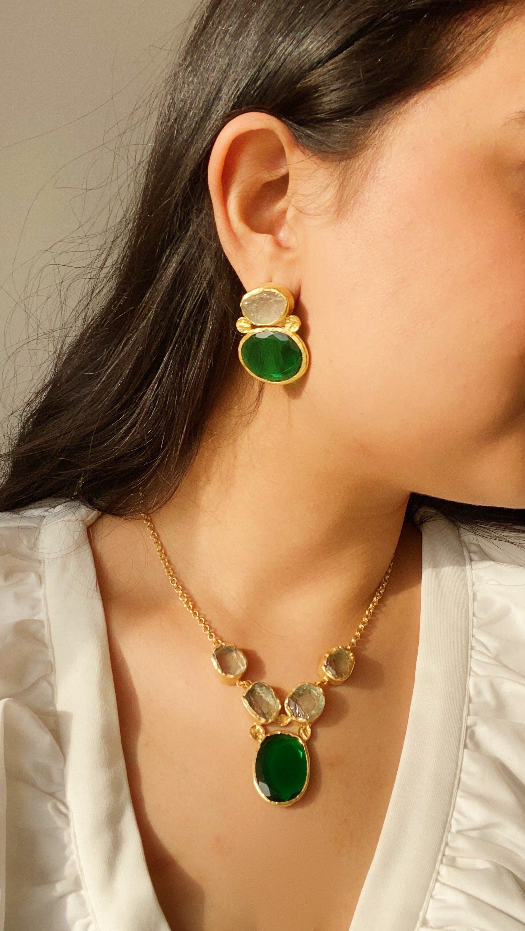 Wear Pray Love Set – Green Quartz & Green Amethyst Jewelry for Women | Spiritual Healing, Meditation & Everyday Elegance