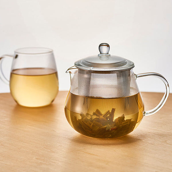 Hario Clear Glass Teapot with Stainless Steel Infuser - Perfect for Loose Leaf Tea, Herbal Tea & Iced Tea Brewing at Home or Office