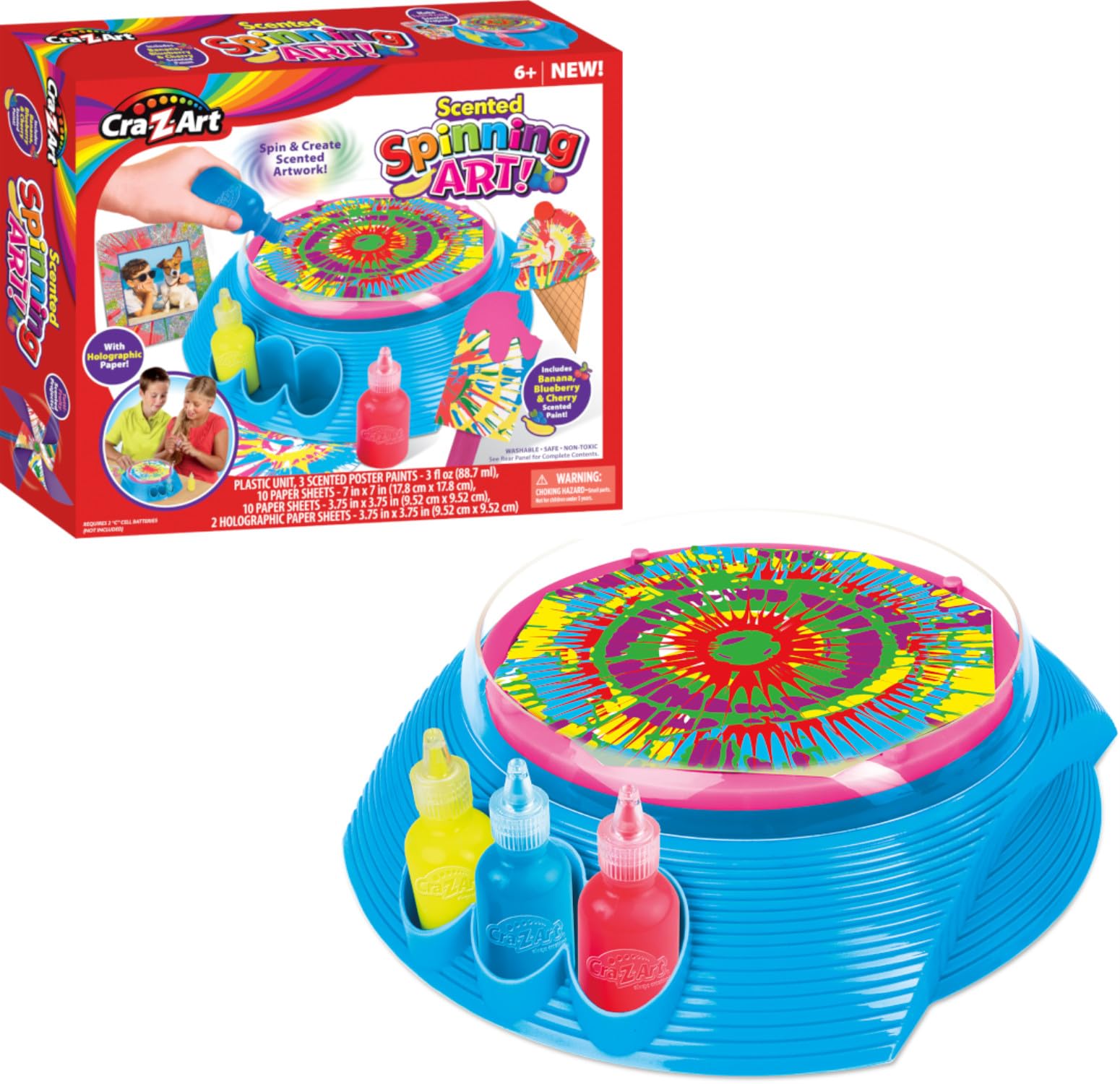 Cra-Z-Art Scented Spinning Art Machine for Kids - Creative DIY Spin Painting Kit with 6 Vibrant Colors - Perfect for Birthday Gifts, Classroom Activities & Sensory Play