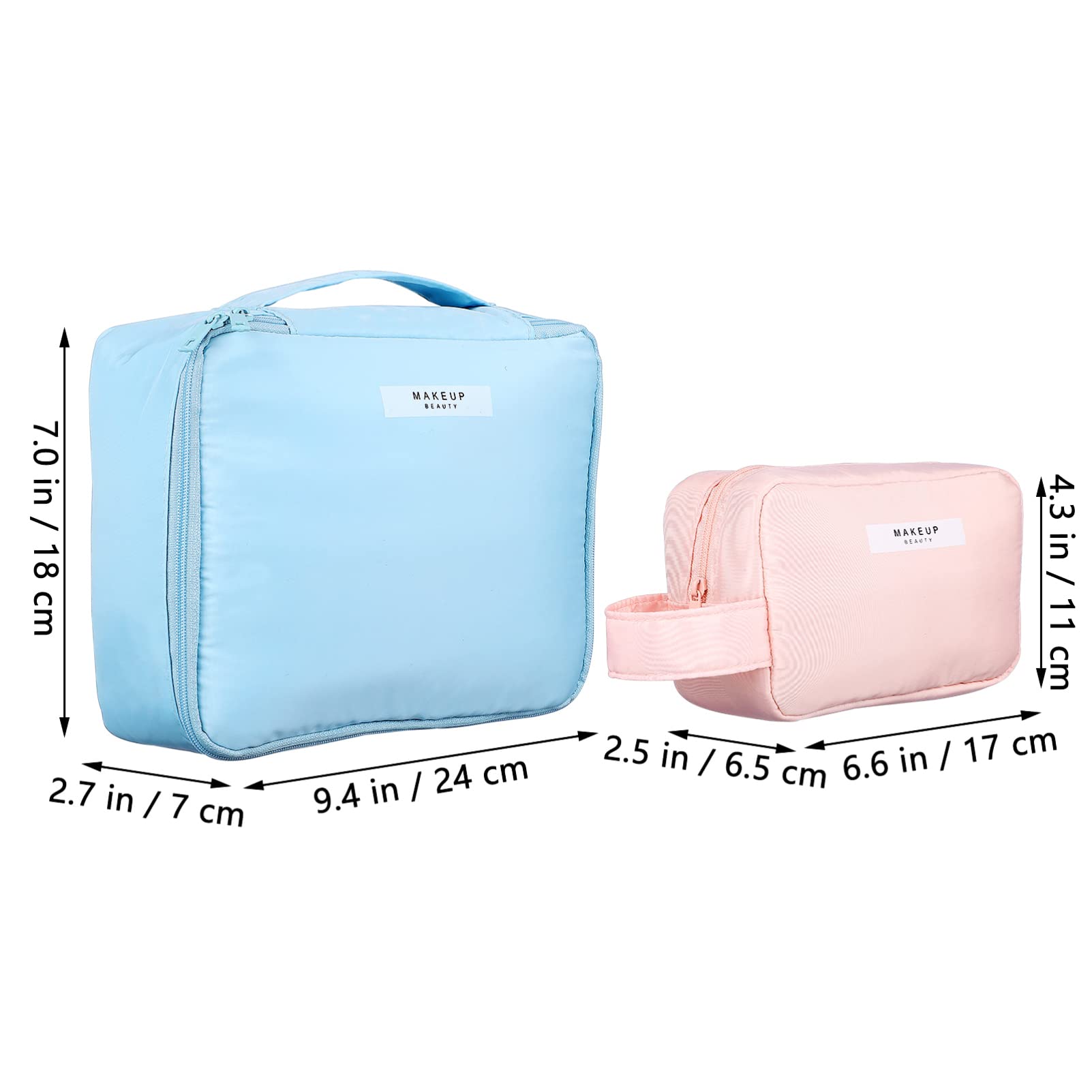 VALICLUD 2-Piece Waterproof Travel Makeup Bag Organizer Set for Women - Large Cosmetic & Toiletry Bags with Multiple Compartments & Zipper Closure - Perfect for Vacation, Gym, Business Trips and Daily Use