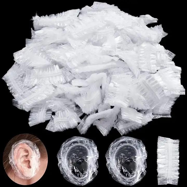 100pcs Waterproof Ear Covers for Shower, Bathing & Hair Dye - Soft Reusable Ear Protection for Adults & Kids - Keep Ears Dry During Water Activities, Swimming & Beauty Treatments