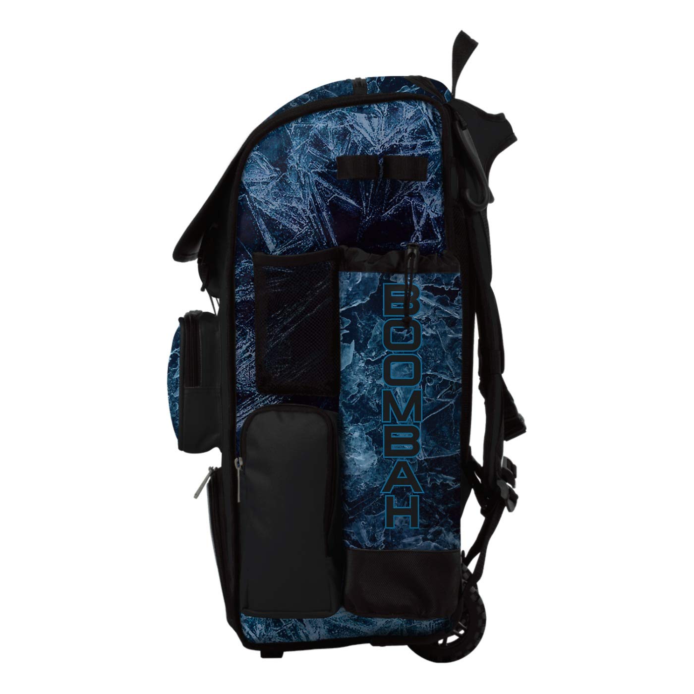 Boombah Superpack Hybrid Rolling Bat Bag - Wheeled & Backpack Baseball/Softball Equipment Bag - Frozen Black/White - Perfect for Travel & Team Sports