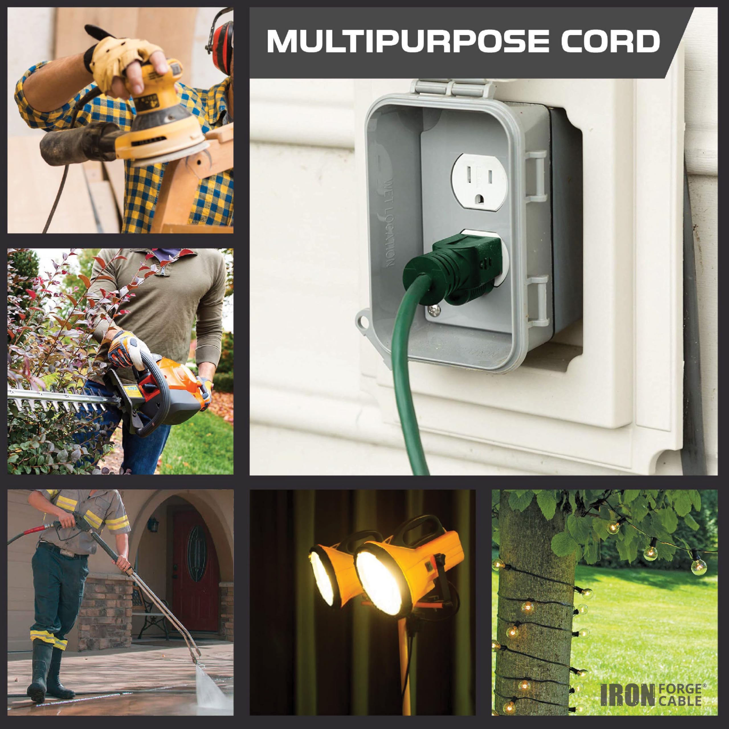 Heavy Duty 200 ft Outdoor Extension Cord - 16/3 SJTW Weatherproof Power Cable with 3 Prong Plug for Outdoor Lights, Lawn Equipment & Landscaping | US Veteran Owned | Perfect for Backyard, Garden & Construction Sites