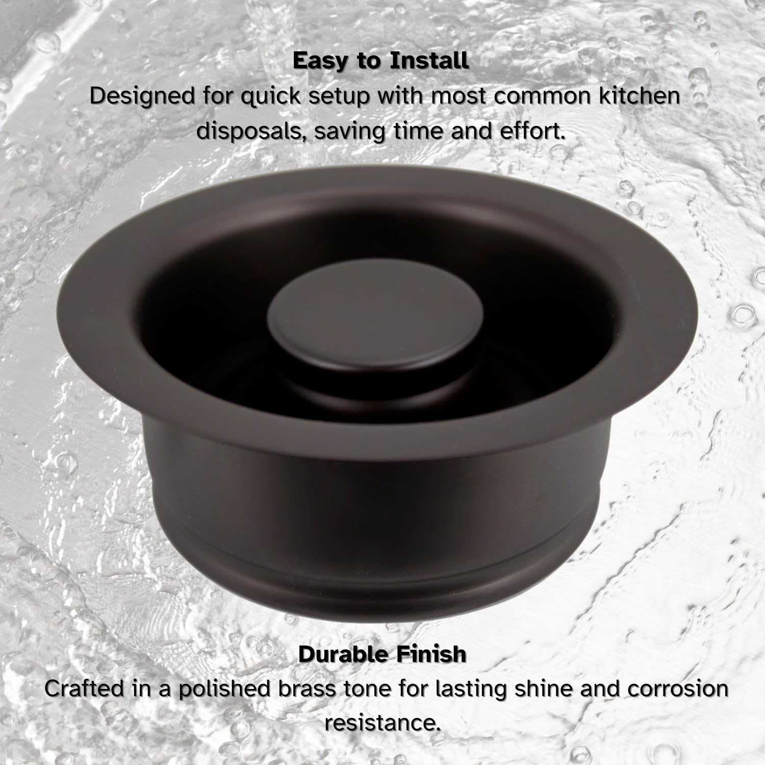 Westbrass D2089-12 3-Bolt Mount Waste Disposal Flange & Stopper - Oil Rubbed Bronze Finish - 1 Pack - Perfect for Kitchen Sink, Bathroom Vanity & Utility Drain Installation