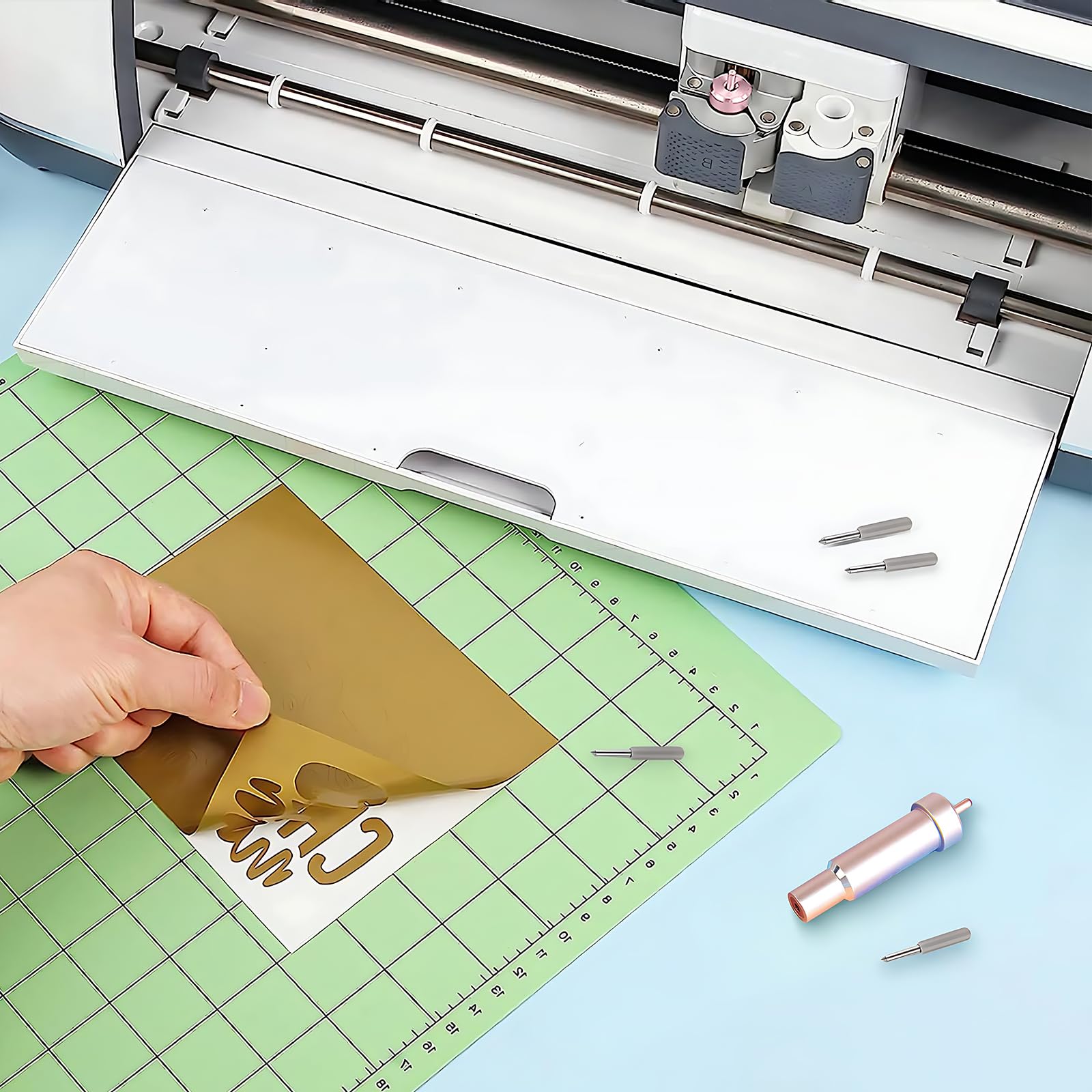 Premium Fine Point Blade Compatible with Cricut Maker 3/4/Maker/Explore 3/4/Explore Air 2/Air/One - Replacement Cutting Blade for Vinyl, Cardstock, Glitter Paper, Adhesive Foil & Vellum - Perfect for DIY Crafts, Scrapbooking & Home Decor Projects (Gold)
