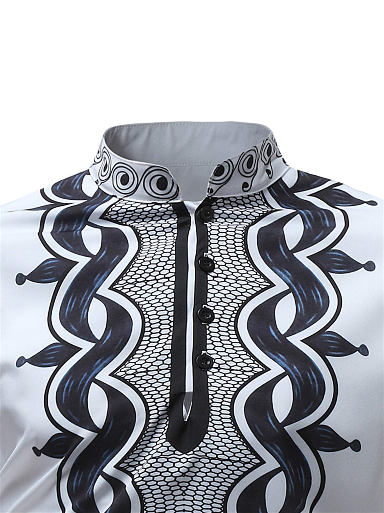 African Dashiki Shirt for Men - Traditional Slim Fit Long Sleeve Dress Shirt | Perfect for Cultural Events, Weddings & Casual Wear