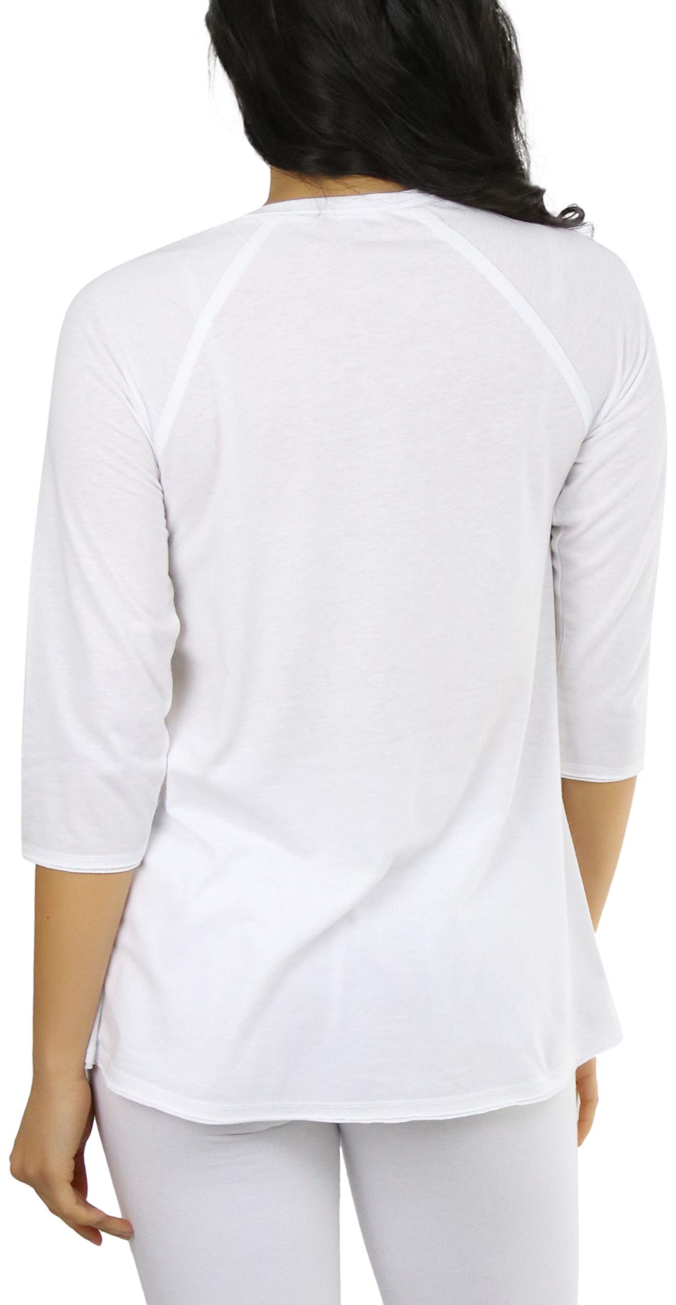 ToBeInStyle Women's Cotton Relaxed Fit V-Neck Raw Edge Raglan ¾ Sleeve Pullover Sweater - Casual Comfort for Everyday Wear, Office & Weekend Outings