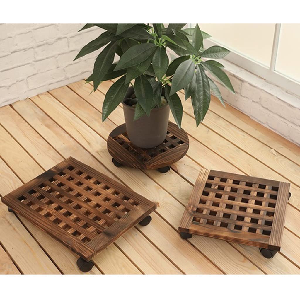 Sturdy Wooden Planter Stand with Wheels - Indoor/Outdoor Rolling Flower Pot Holder (30x60cm) - Supports Up to 150 Lbs for Potted Plants, Trees & Large Planters | Perfect for Patio, Garden & Home Decor Mobility