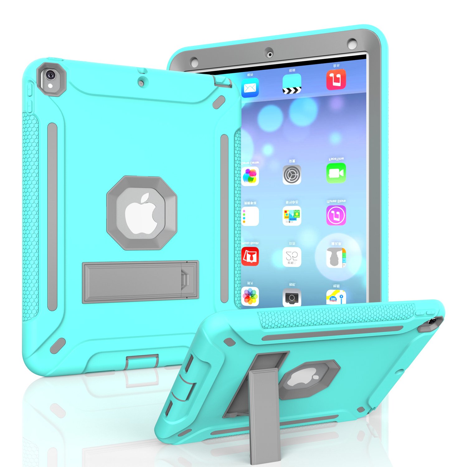 ZERMU Heavy Duty Shockproof Case for iPad Air 3 10.5 & iPad Pro 10.5 (2017) - 3-Layer Rugged Protective Cover with Kickstand, Silicone+Hard PC Bumper, Full Body Armor Defense - Perfect for Travel, Work & Outdoor Activities