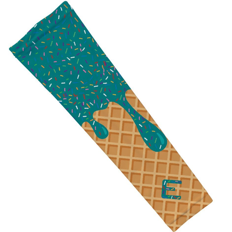 Cooling Teal Ice Cream Arm Sleeve for Sun Protection - Perfect for Outdoor Sports, Running & Summer Activities