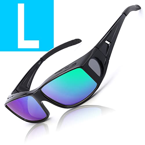 A08 Black Frame Green Polarized Mirror Lens Wrap Around Sunglasses