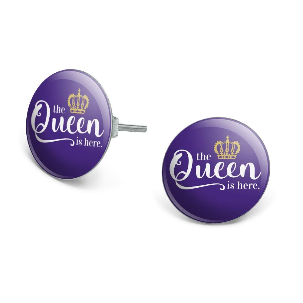 Royal Silver Plated Stud Earrings for Women - Queen Crown Jewelry Gift for Parties & Special Occasions
