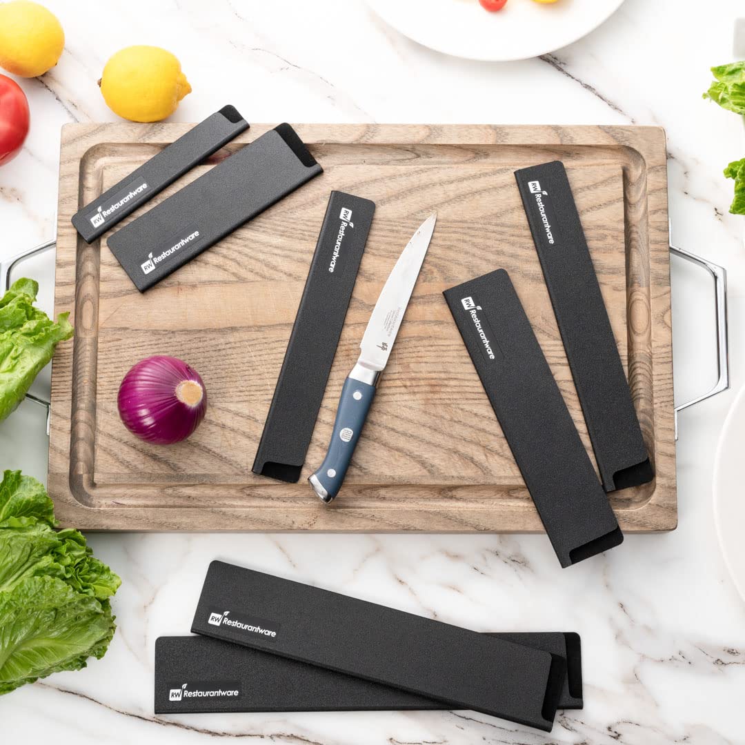 Premium Sensei Knife Sleeves Set of 8 - Black Plastic Knife Blade Protectors with Soft Felt Lining for Kitchen Knives - Durable, Cut-Resistant Knife Guards for Home & Professional Use - Ideal for Chefs, Restaurants & Culinary Enthusiasts
