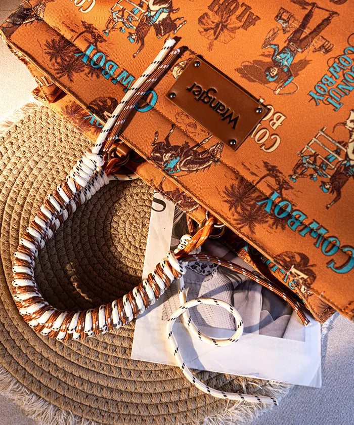 Wrangler Cowboy Print Tote Bag - Stylish Western Design for Women & Men - Perfect for Shopping, Travel & Outdoor Adventures