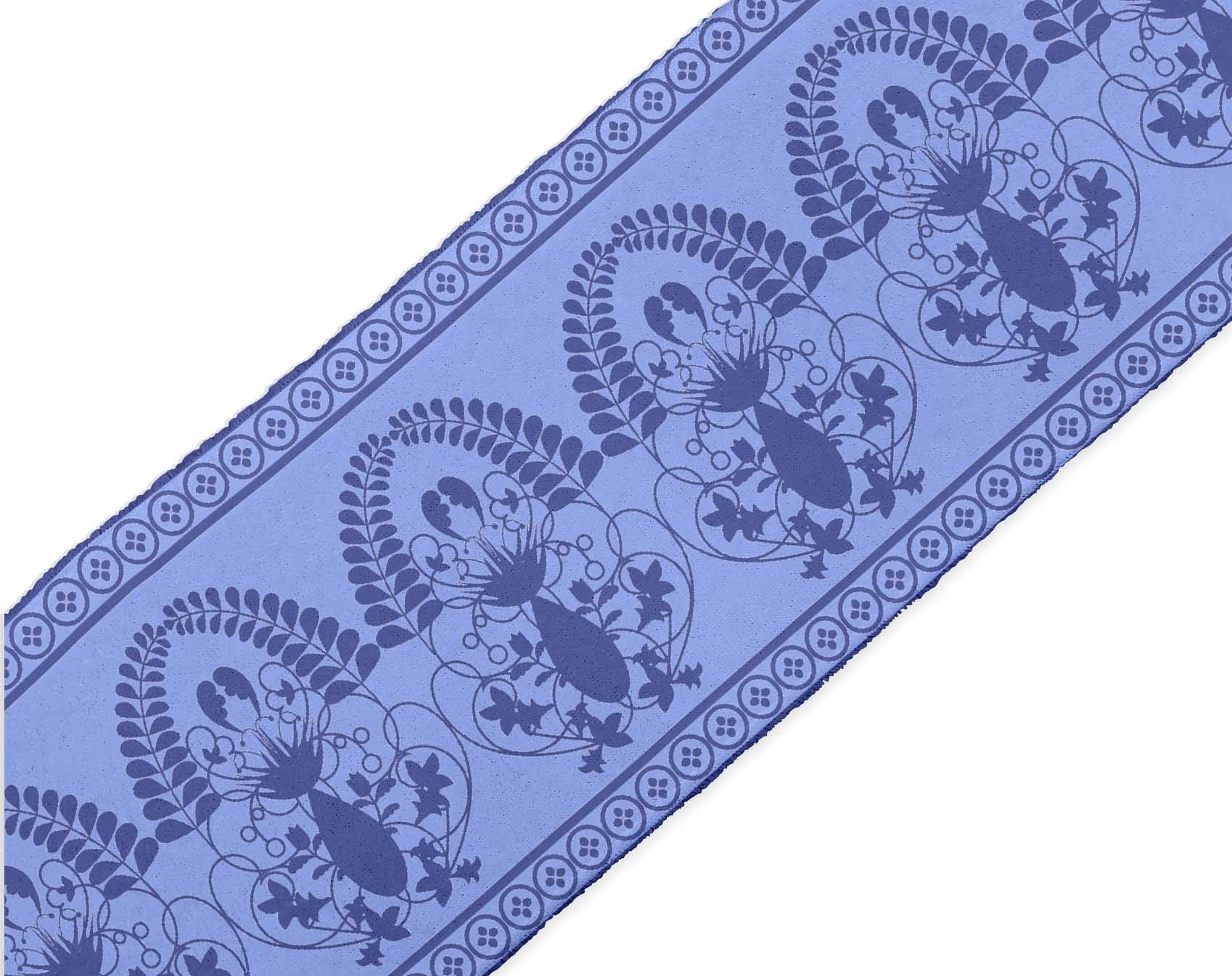 Blue Leaves & Floral Printed Dupion Fabric Ribbon Trim - 9 Yards, 3 Inches Wide for DIY Crafts, Sewing Projects, Dressmaking & Home Decor Accessories | IndianBeautifulArt IBA