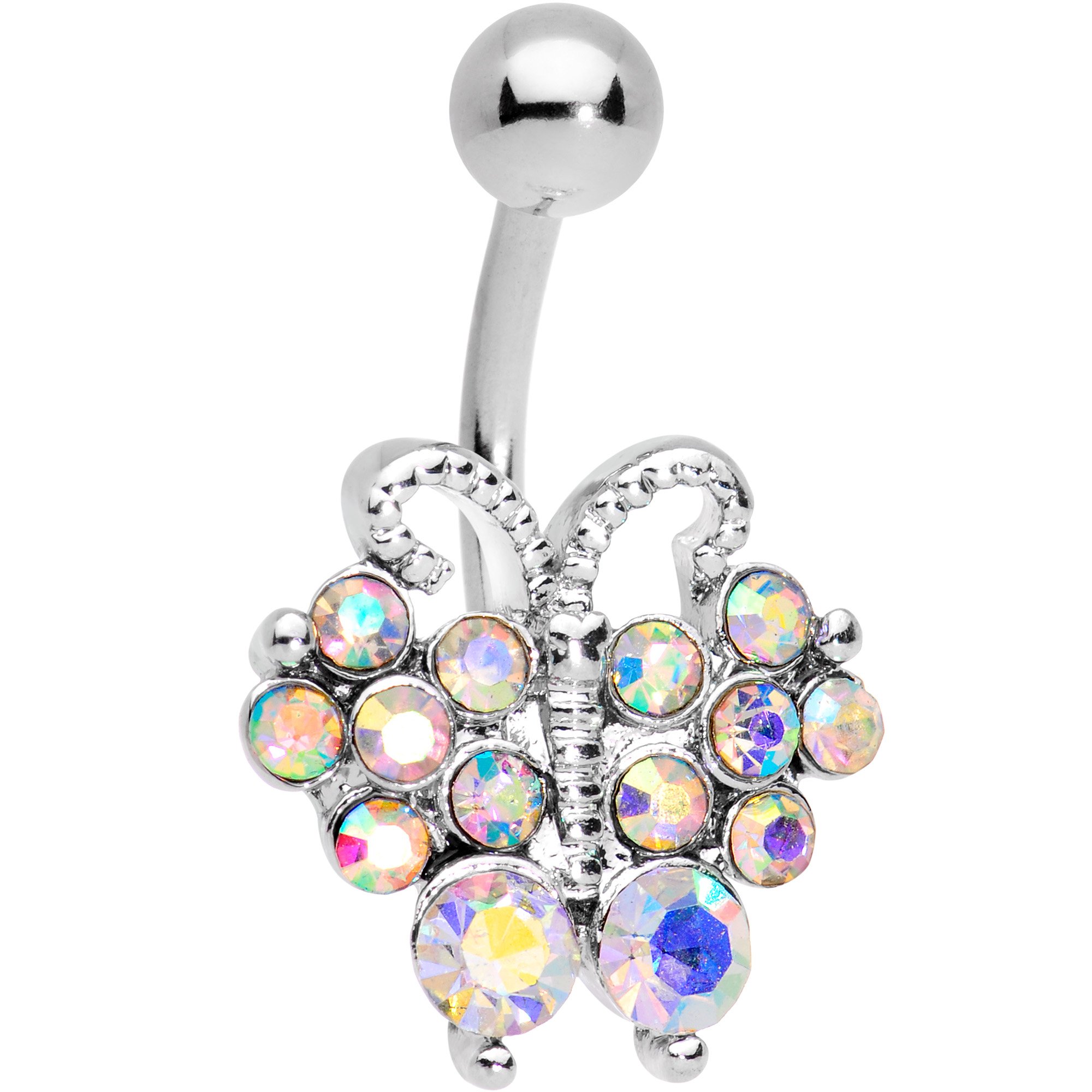 Body Candy Steel Butterfly Bliss Belly Ring - Surgical Steel Navel Piercing Jewelry for Women - Perfect for Summer, Beach, and Festival Outfits