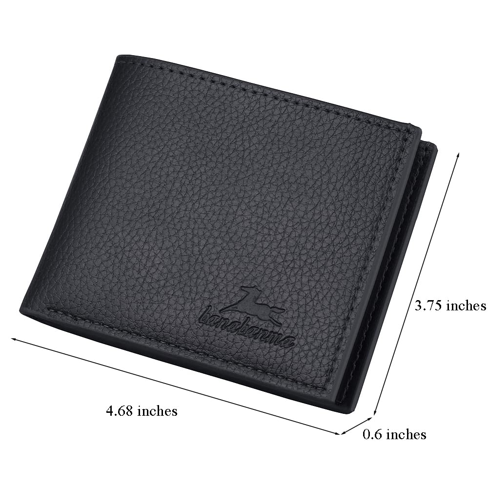 Slim Minimalist Bifold Wallet for Men with Zipper & Coin Purse - PU Leather Credit Card Holder & Money Clip - Perfect for Everyday Carry, Travel & Business (Black)