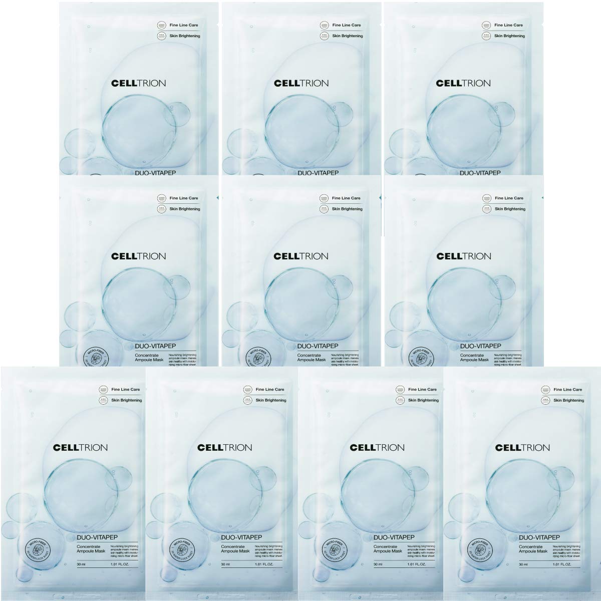 Cellcure 10-Pack Korean Vitamin C Peptide Sheet Masks for Brightening & Nourishing Skin