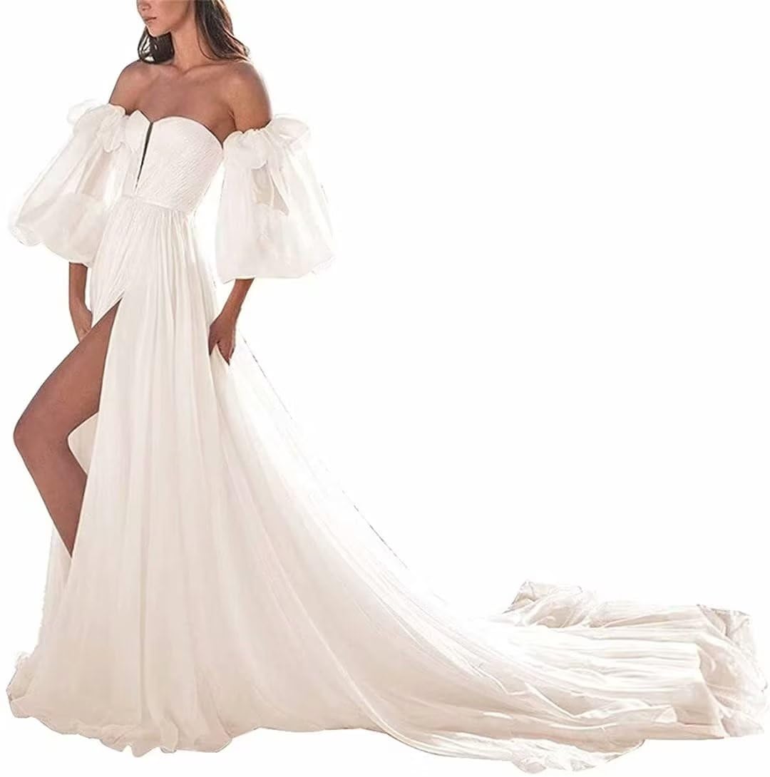 2023 UZN Women's Wedding Dress - Elegant Tulle Boho Bridal Gown with Lace Appliques | Perfect for Summer Beach, Garden & Outdoor Ceremonies