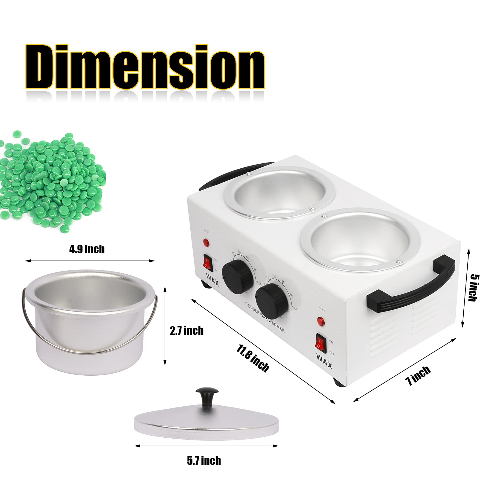 Professional Electric Double Pot Wax Warmer for Hair Removal - Fast Heating Wax Heater Kit for Salon & Home Use - Perfect for Eyebrows, Legs, Bikini Line & Body Waxing