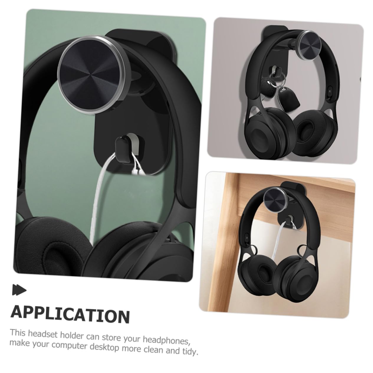 HOOTNEE Headphone Wall Mount - Easy Stick-On Headset Hanger for Over-Ear & On-Ear Headphones - Flexible & Space-Saving Organizer for Office, Study Room, Gaming Setup & Home Use