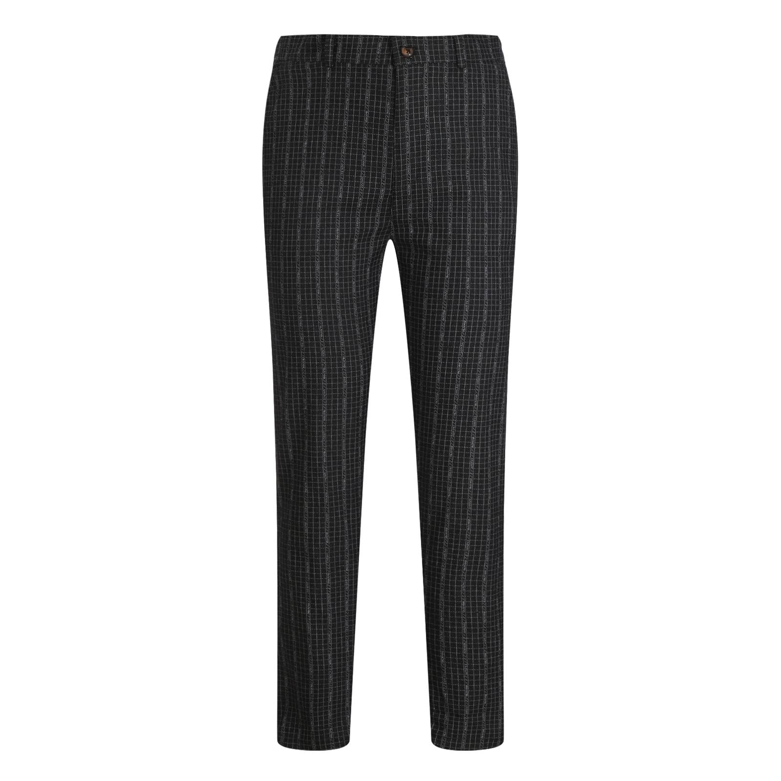 Men's Slim Fit Stretch Dress Pants - Plaid Skinny Business Casual Trousers for Office & Formal Wear | Comfortable Work Pants for Professionals