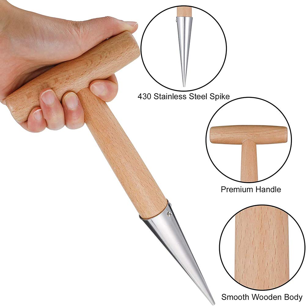 JAWSEU Stainless Steel Dibber Tool for Planting - Flower Bulb Planter, Seedling Soil Drill, Gardening Dibber for Easy Planting | Perfect for Home Gardens, Flower Beds & Vegetable Patches