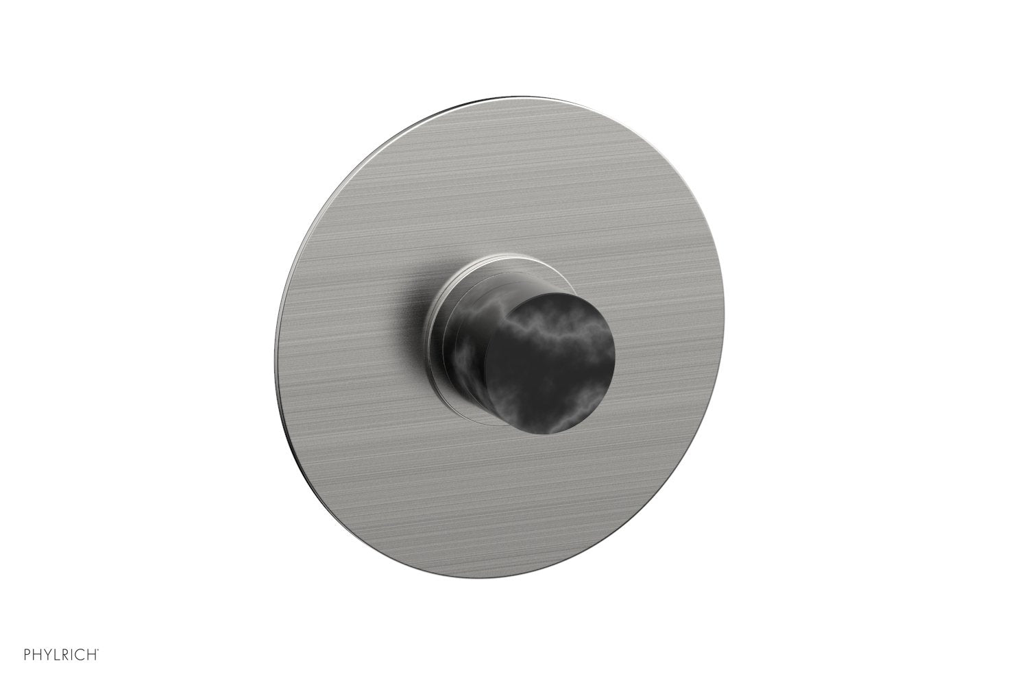 BASIC II 3/4 Thermostatic Round Shower Trim Plate with Black Marble Handle - Modern Bathroom Faucet for Luxury Showers (Model 4 182) | Perfect for Spa-Like Bathroom Renovations