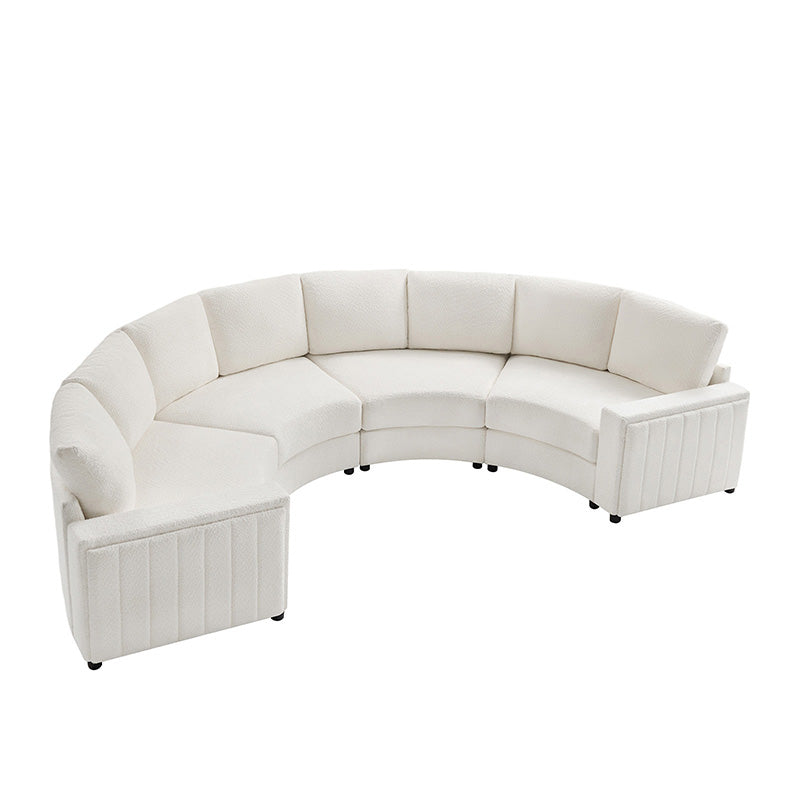 Aeris Modern Curved Sectional Sofa Set - L-Shaped Couch with Ottoman for Living Room, Lounge & Entertainment Spaces | Contemporary Fabric Upholstery, Comfortable Seating for Family & Guests
