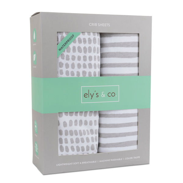 Ely's & Co. Waterproof Crib Sheets 2 Pack - Soft Breathable Baby Bedding for Boys & Girls - Perfect for Daycare, Travel & Nursery Use