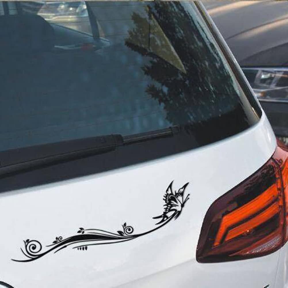 SEADEAR 2 Pack Reflective Flower Butterfly Car Stickers - Silver Decorative Vinyl Decals for Car Bumper, Body & Rear Window | Waterproof Auto Styling Accessories for Vehicle Customization (Great for Car Shows & Personalization)