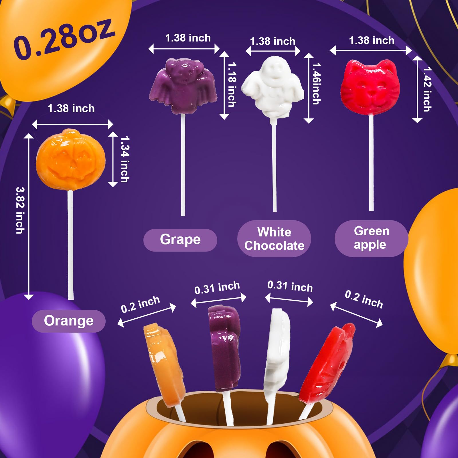 Halloween Lollipop Suckers Candy 36 Pack - Assorted Spooky Pumpkin, Bat & Cat Shaped Lollipops - Individually Wrapped for Trick or Treat, Party Favors & Goody Bag Fillers - Perfect for Halloween Parties, Classroom Treats & Candy Buffets