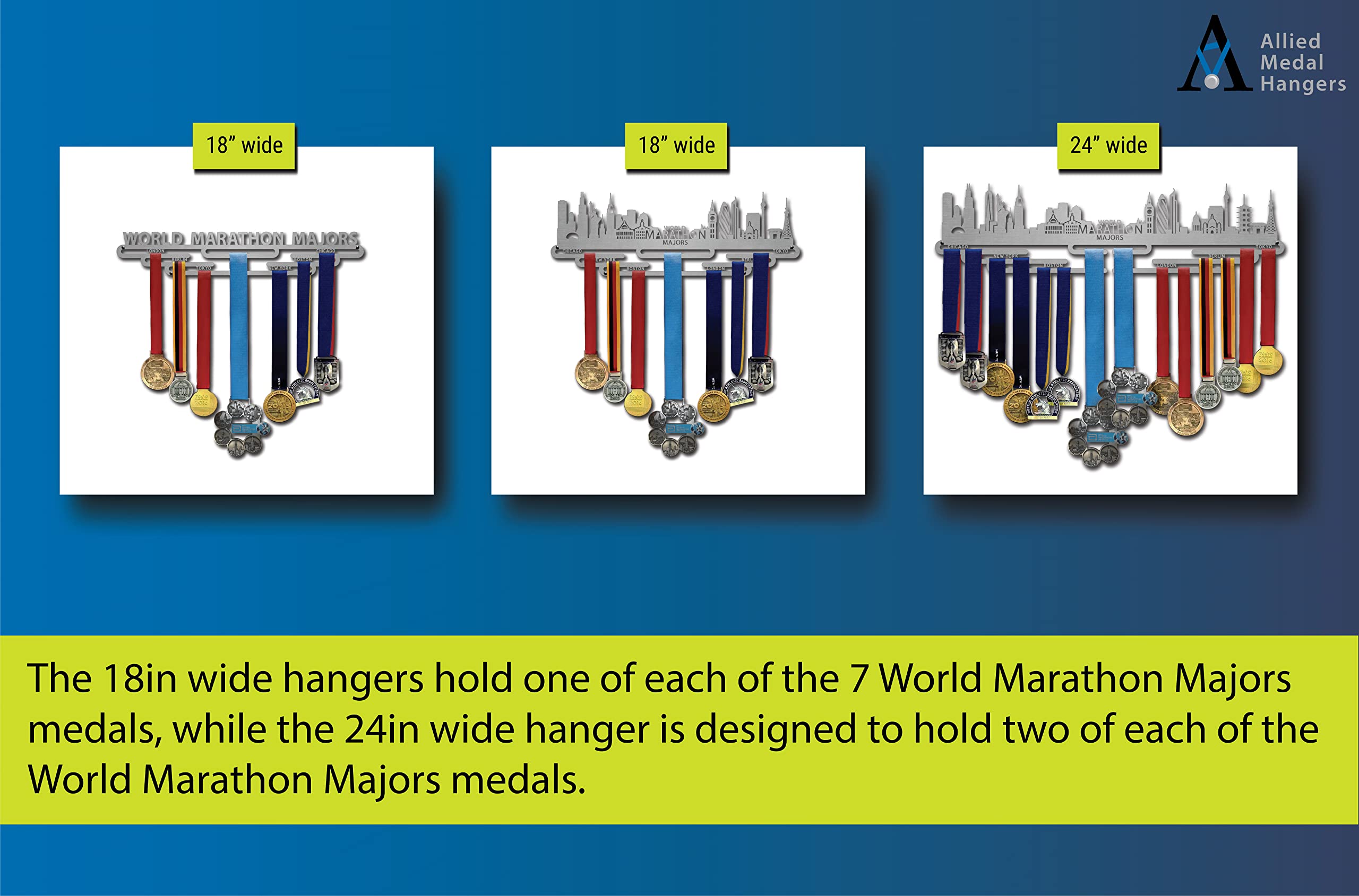 Allied Medal Hangers - World Marathon Majors Cityscape Display Rack - Premium Race Medal Holder for Marathon Runners - Perfect for Home Gym or Office Decor