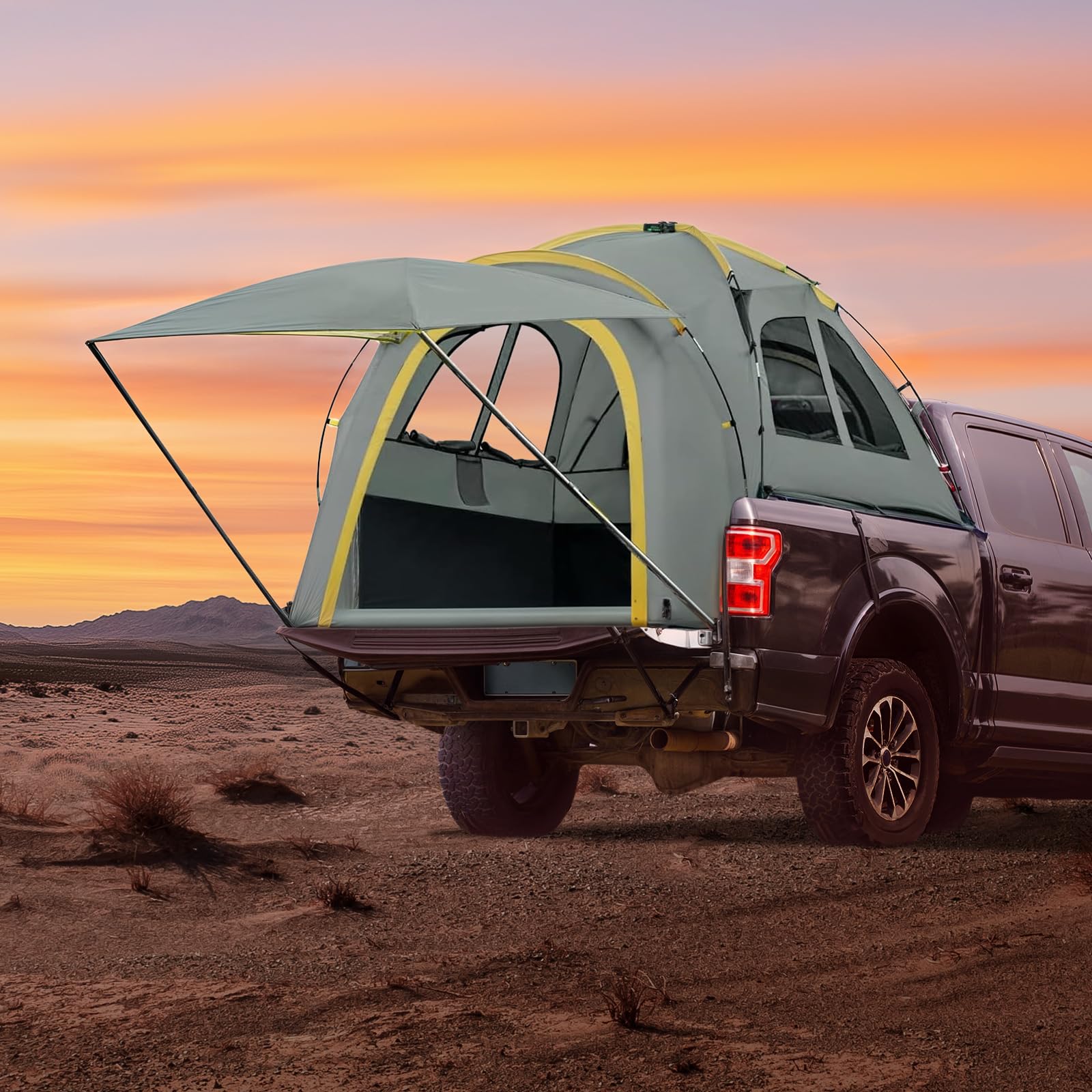 Quictent Waterproof Truck Bed Tent for 5.0-8.2' Pickup Trucks | PU2000mm Rainproof Camping Shelter with Removable Awning & Storage Bag | 2-Person Outdoor Sleeping Solution for Camping, Road Trips & Overland Adventures