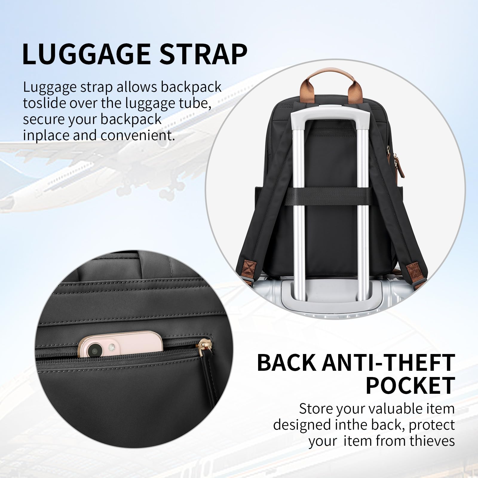 GOLF SUPAGS Women's Laptop Backpack - 14 Inch Notebook Computer Bag for Work, Travel & School - Lightweight Durable Daypack with USB Charging Port (Black) | Perfect for Business Trips, College & Daily Commute