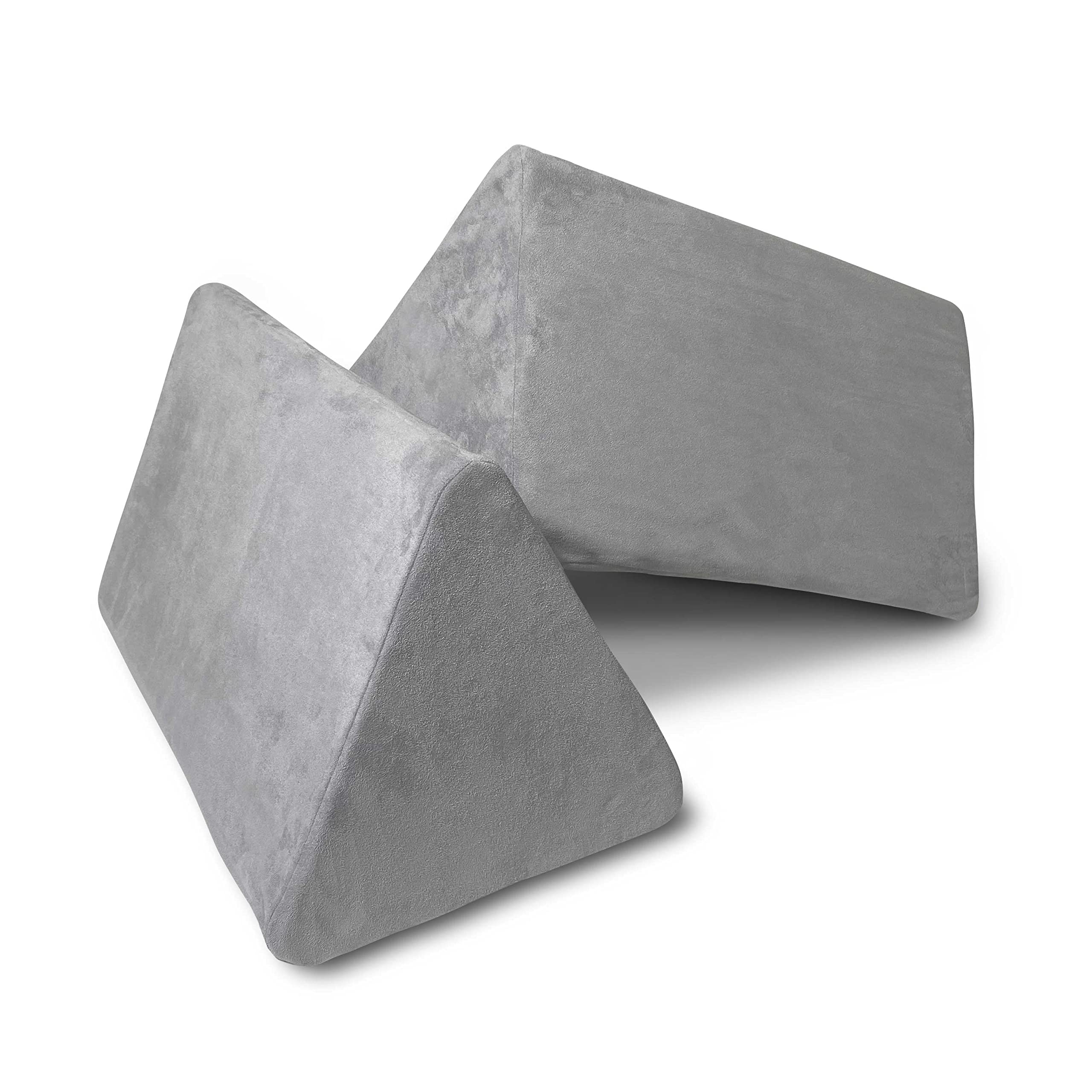 Mod Blox 2 Triangle Wedge Pieces Add-On for Soft Modular Play Couch | Microsuede Foam Furniture for Kids | Creative Building Blocks for Playroom, Classroom & Home (Light Gray)
