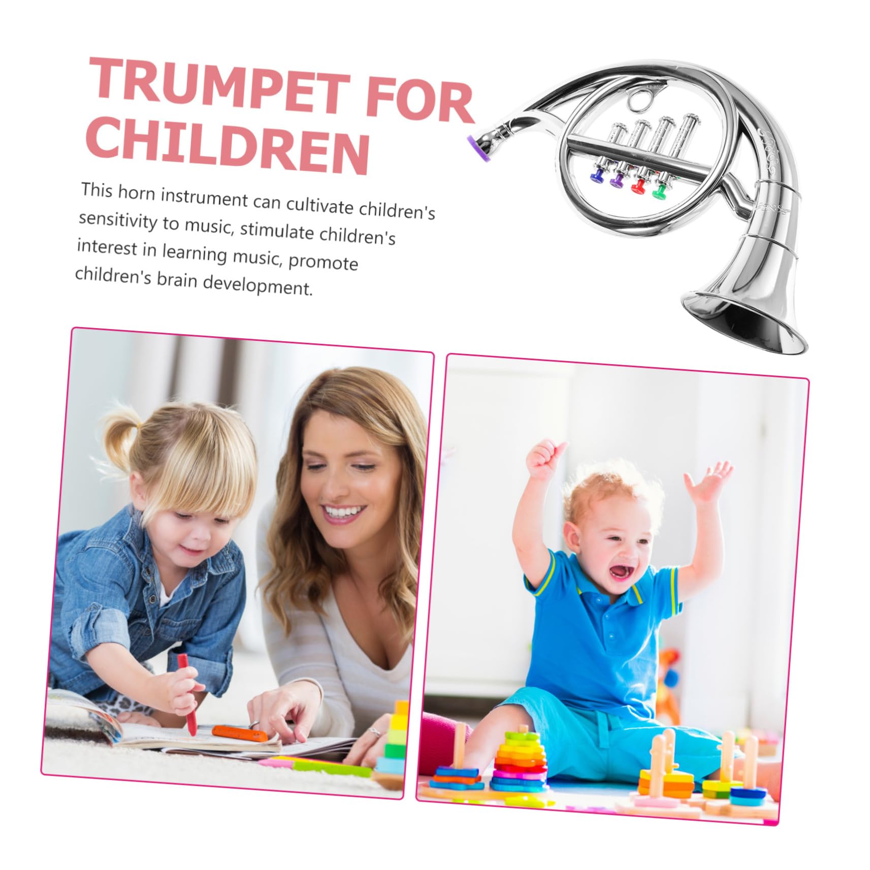 GARVALON Kids Musical Trumpet Toy - Fun Plastic Horn Instrument for Children, Early Learning & Music Enlightenment | Perfect for Birthday Gifts, Classroom Activities & Pretend Play