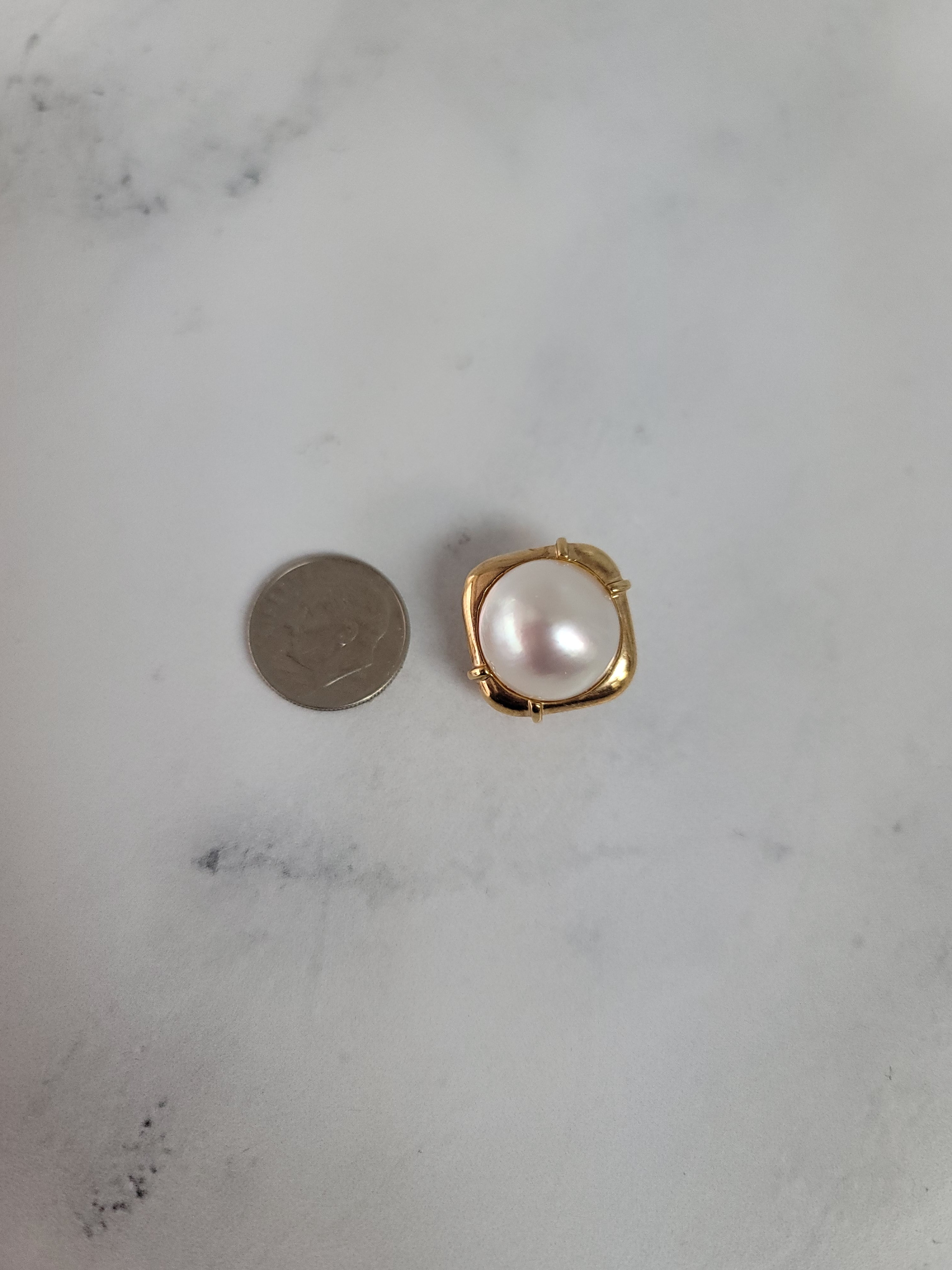 Elegant Mabe Pearl Omega Clip-On Earrings with Square Gold Setting – Perfect for Weddings, Parties & Special Occasions