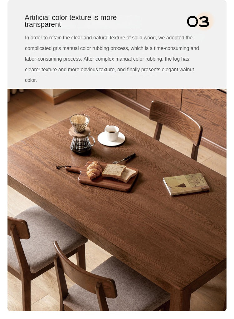 Solid Oak Wood Nordic Style Dining Table - Modern Farmhouse Kitchen Furniture for Dining Room & Small Space