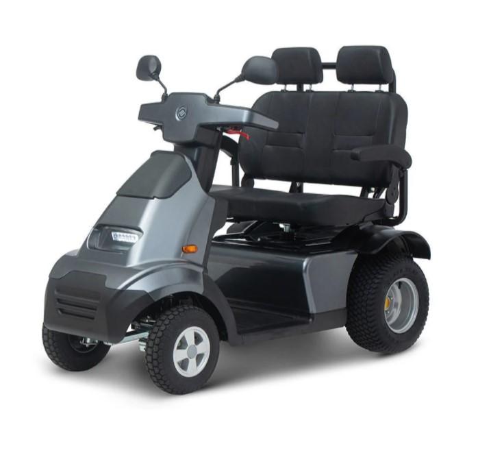 Afikim Afiscooter S4 Duo 4-Wheel Electric Mobility Scooter - Dual Seat, Red - New - Perfect for Outdoor Adventures & Shopping Trips