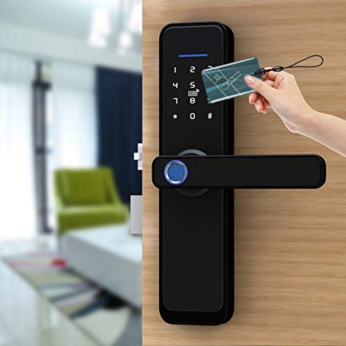 Smart Touchscreen Keypad Door Lock with Fingerprint Scanner & Keyless Entry - Electronic Deadbolt Security Lock with Handle for Home & Office - Easy DIY Installation for Enhanced Safety & Convenience