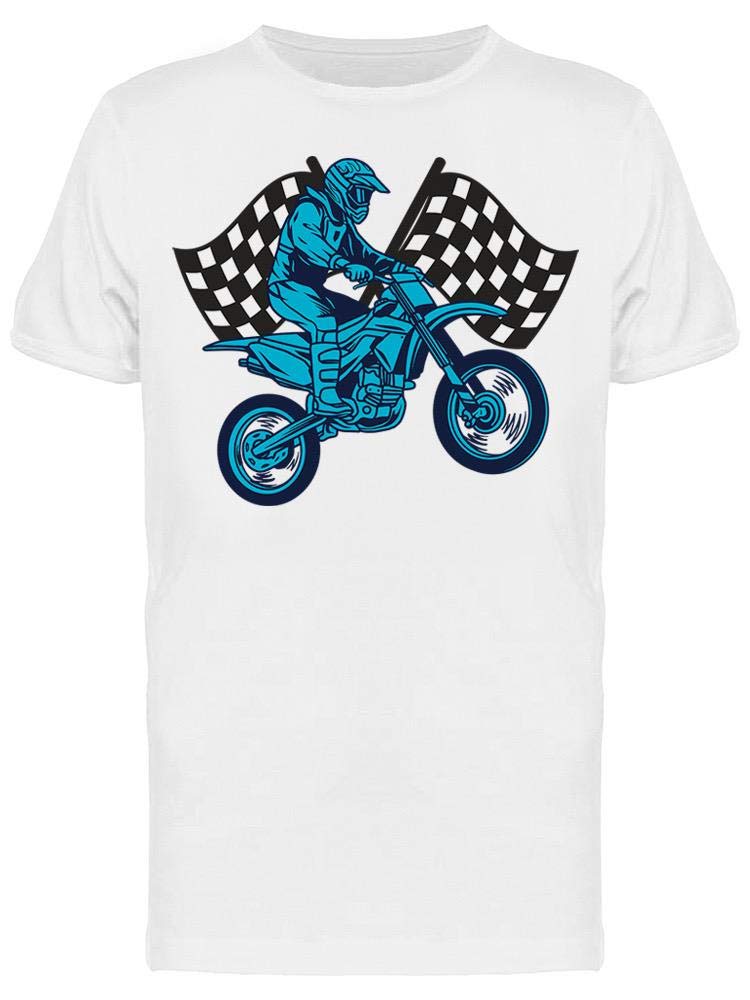 Super Moto with Flags Graphic T-Shirt for Men - Casual Streetwear & Motorcycle Riding Apparel