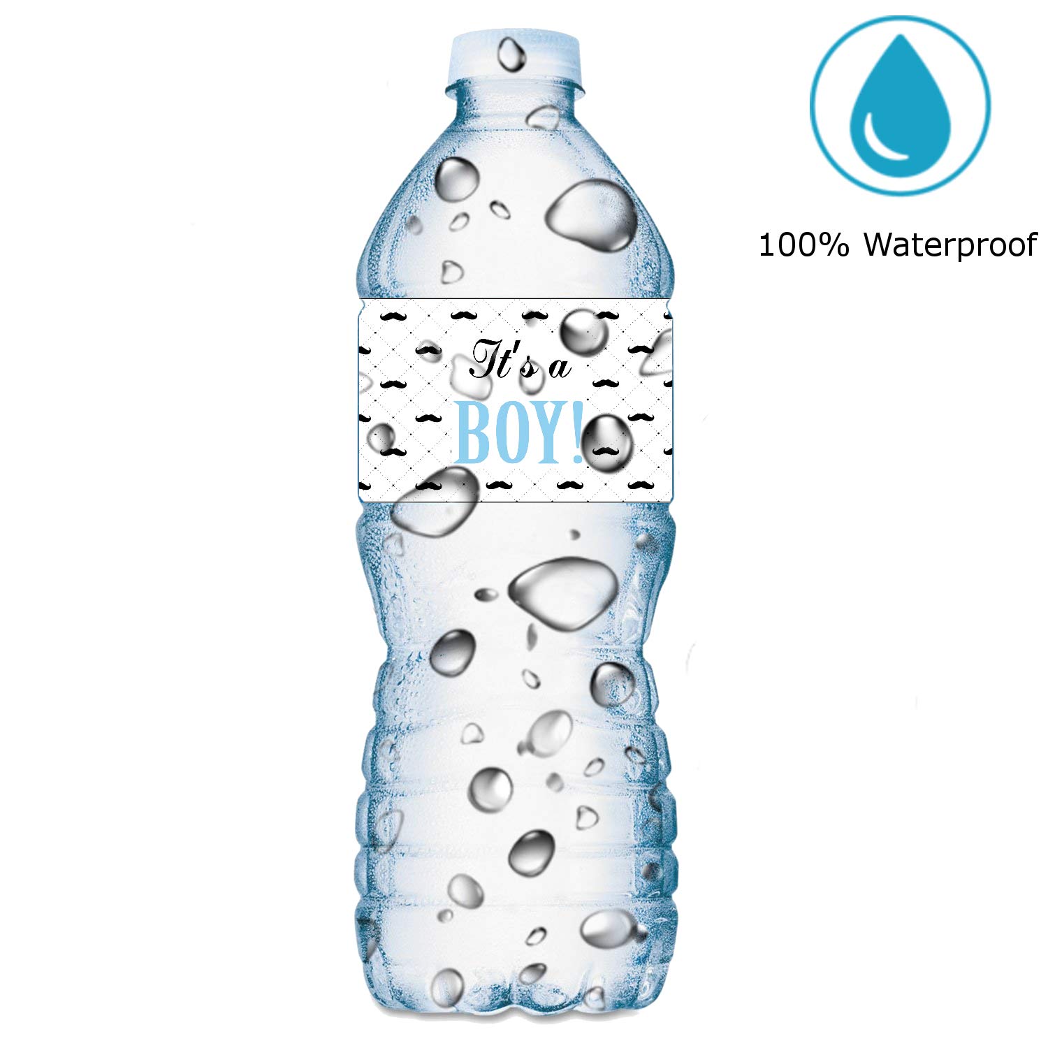 25 Little Man Water Bottle Labels - Waterproof Baby Shower Decorations for Boys | Its a Boy Stickers, Birthday Party Supplies | Perfect for Baby Showers, Birthdays & Celebrations | Made in USA