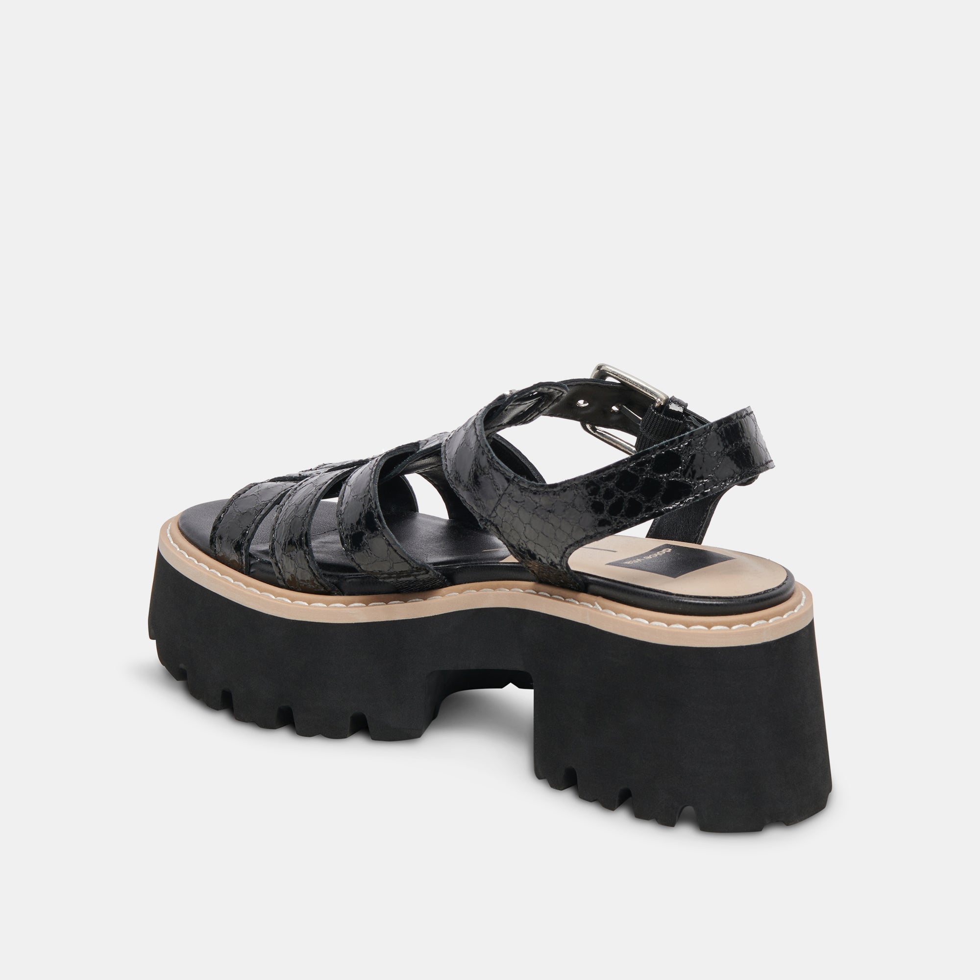 LATICE Women's Sandals - Midnight Blue Embossed Leather Strappy Flat Sandals for Summer, Beach, and Casual Outings