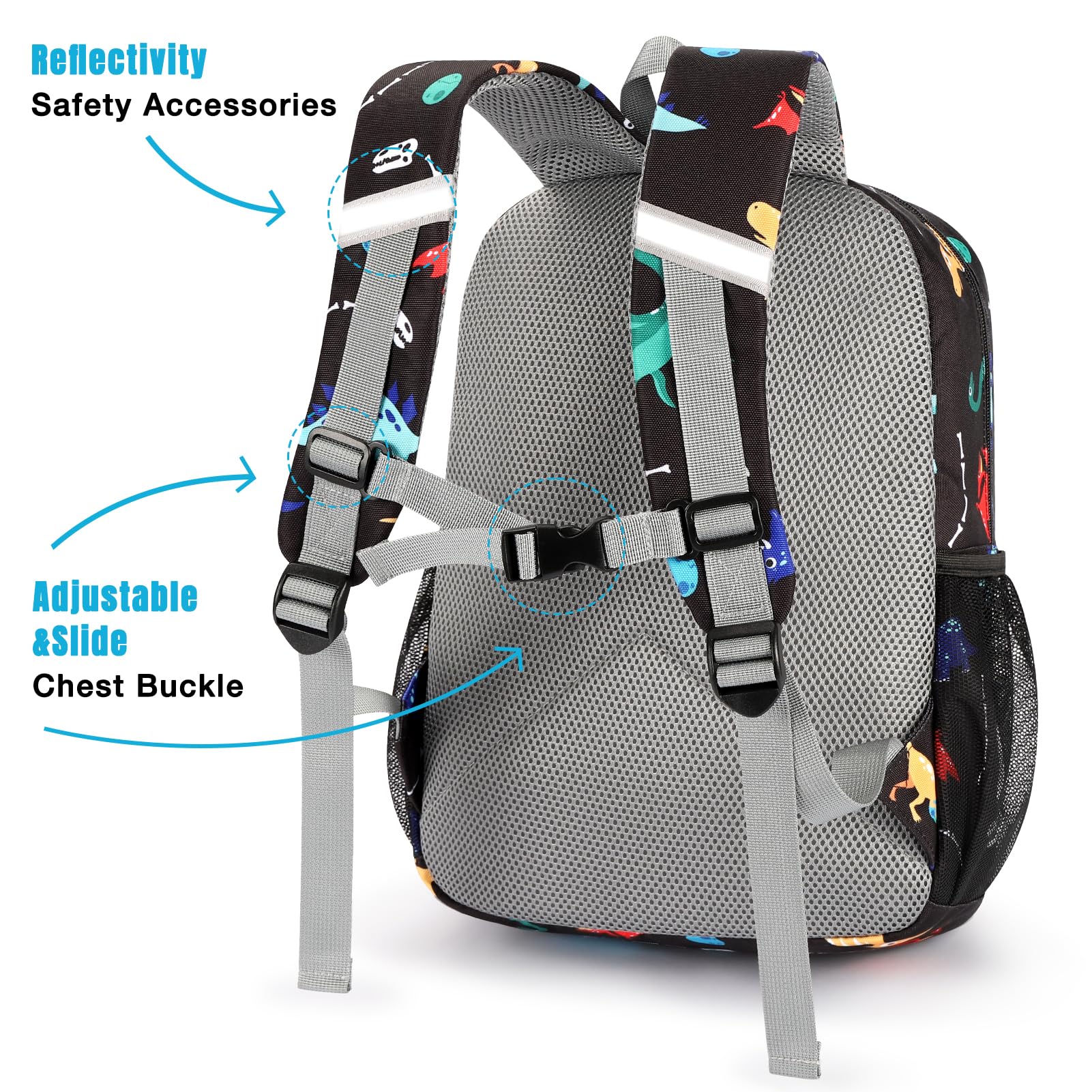 Dinosaur Backpack for Boys 4-8 Years | 15 Inch Kids School Backpack for Elementary & Kindergarten | STEAMEDBUN Durable Children's Backpack - Perfect for School, Travel & Daily Adventures